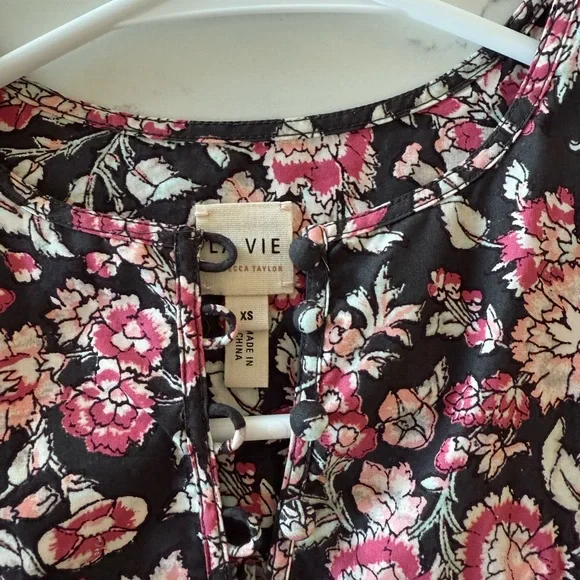 Rebecca Taylor Black and Pink Floral Blouse - Picture 4 of 5